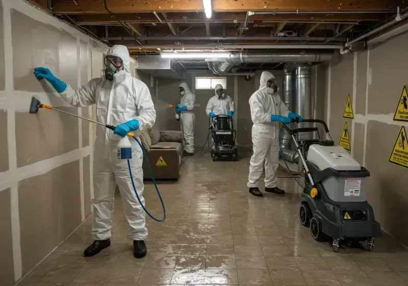 Basement Moisture Removal and Structural Drying process in Logan Elm Village, OH